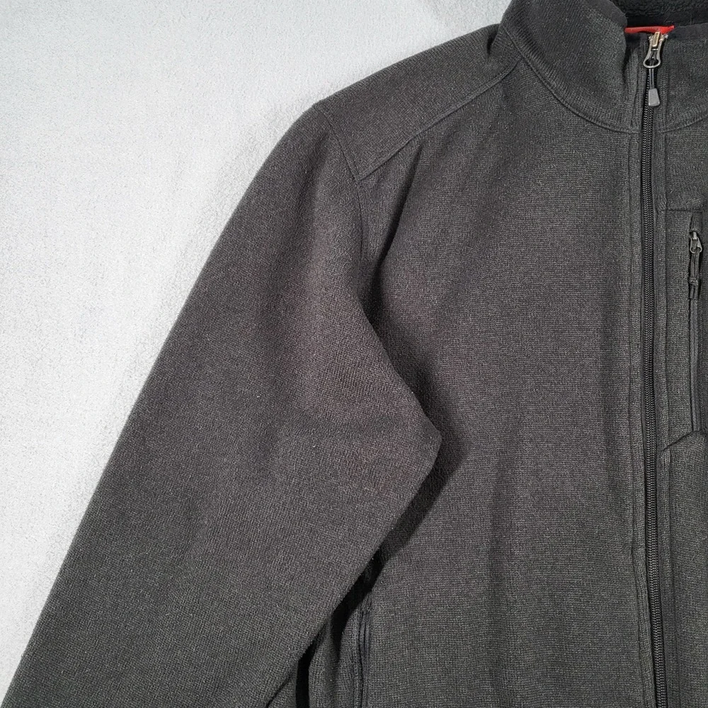 The North Face Fleece Jacket Men's XL Charcoal Gray Full Zip Logo Pocket Outdoor